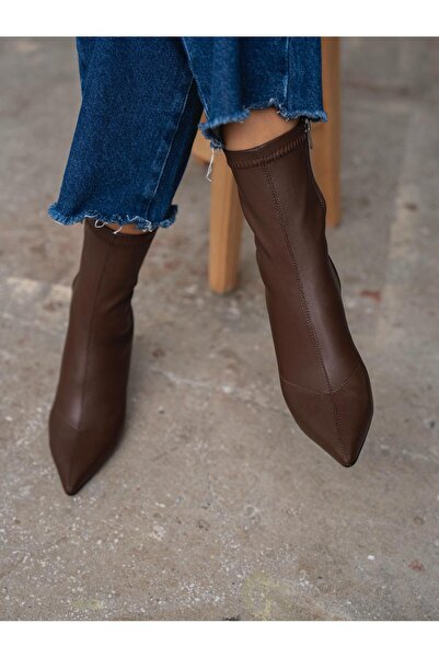 ECENİN BUTİĞİ Dina Streç Kahve Deri Bot