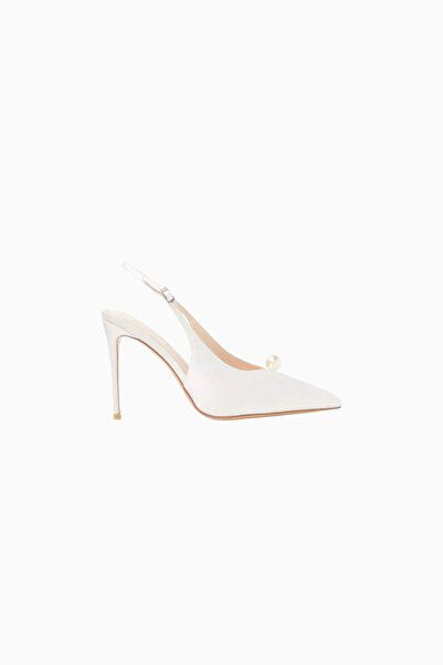 Black Suede Studio Reina 100 Satin Pearl Detailed, Pointed Toe Handmade Elega...