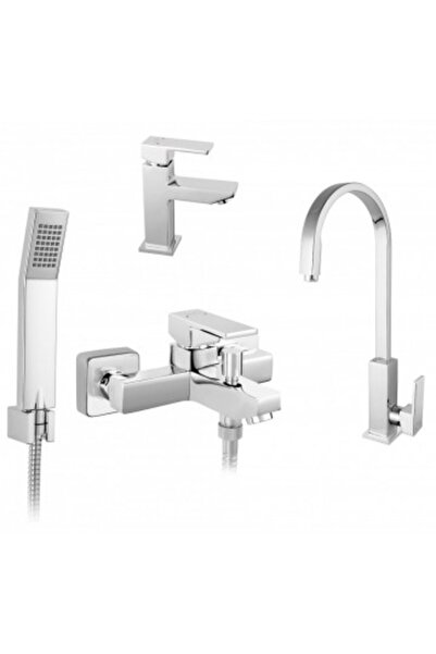 FERRO Pachet 3 Baterii Zicco: Cada/Dus, Lavoar, Bucatarie 'Lebada', crom