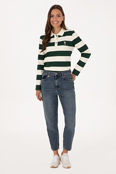 U.S. Polo Assn. Kadın Yeşil Mom High Waist Fit Jean Pantolon 50308815-DN0030