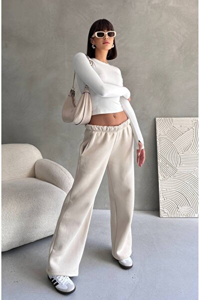 aziso Γυναικείο παντελόνι με 3 κλωστές, φαρδύ κοψίματος