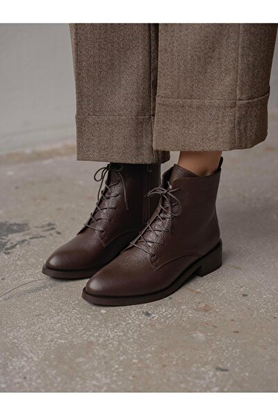 ECENİN BUTİĞİ Moli Kahve Hakiki Deri Kadın Bot