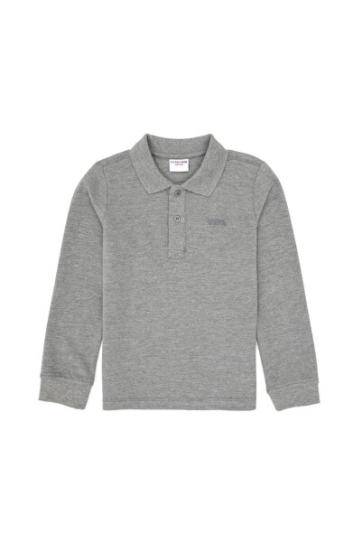 U.S. Polo Assn. Erkek Çocuk Gri Melanj Basic Polo Yaka Sweatshirt 50313790-VR086