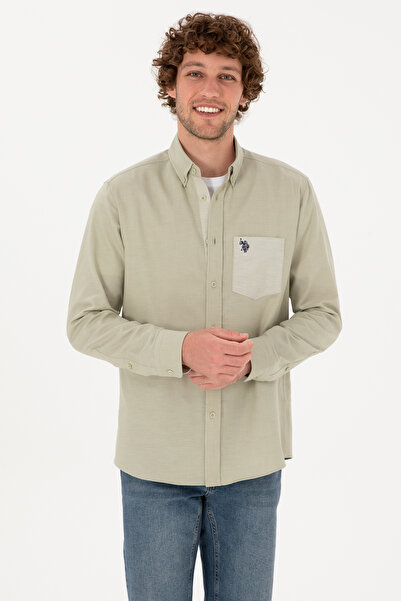 U.S. Polo Assn. Erkek Açık Haki Uzun Kollu Cepli Gömlek 50316653-VR183