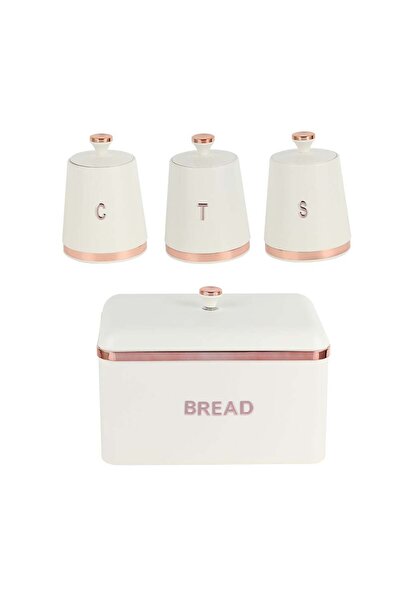 Danube Home Astra 4-Pc Metal Kitchen Storage Set with Bread Bin – Durable, Stylish & Space-Saving 1200ml