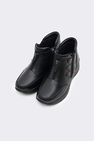 derinet Hakiki Deri Fermuarlı Kadın Bot