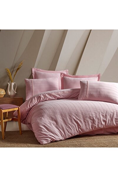 Şaheser Ranforce Jacquard Bed Linen, Saheser, Jasmin Pink (Powder Pink)