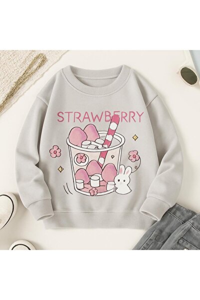 BENROMA 3-NAZNAČNI PE Pamučni džersej TRAWBERRY ŠTAMPANI UNISEKS DEČJI SWEAT