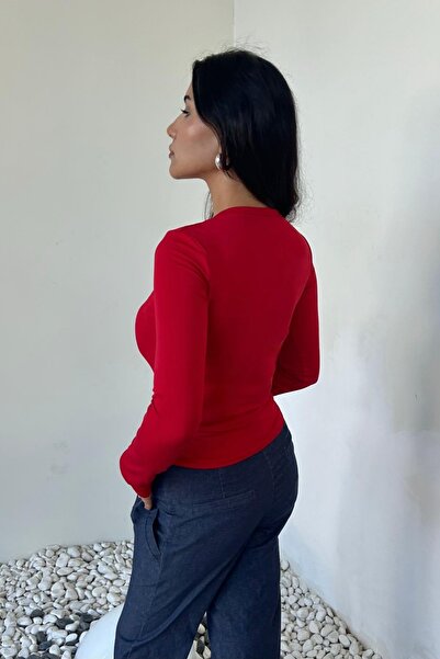 DİONNA Crew neck basic long sleeve bodysuit