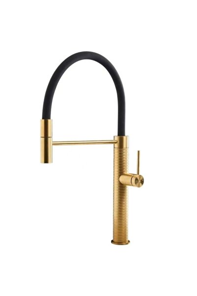 EGO Interiors Baterie bucătărie Filip, pipă flexibilă și duș extractibil, înălțime 52 cm, culoare auriu mat