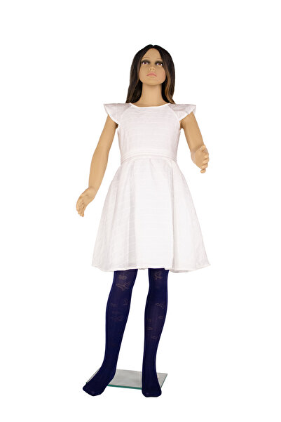 PETRA-ELISA Children's Lycra 40 DEN tights with Clarissa pattern, Navy blue, 3-6 years