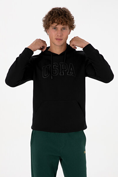 U.S. Polo Assn. Erkek Regular Fit Kapüşonlu Siyah Basic Sweatshirt 50315663-VR046