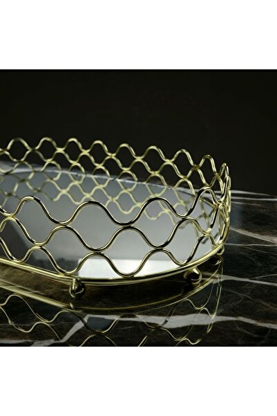 Danube Home Impressions Metal Mirror Cutwork Tray Set of 2 – Elegant Serving & Decorative Trays 30x18 & 35x22 cm