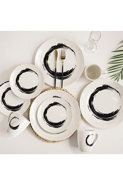 Danube Home طقم عشاء راديانس من البورسلين، 16 قطعة - أطباق وأوعية وأكواب أنيقة، متينة، تكفي 4 أشخاص