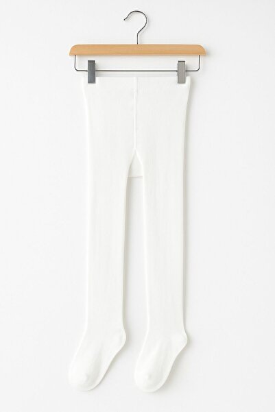 MAVİ QUMSAL Κοριτσίστικο λευκό βαμβακερό καλσόν – Ελαστικό και κομψό