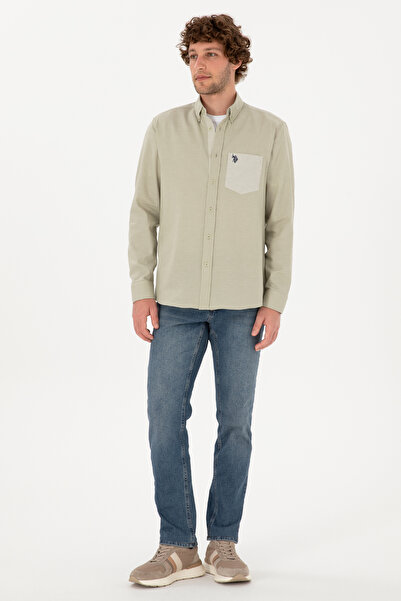 U.S. Polo Assn. Erkek Açık Haki Uzun Kollu Cepli Gömlek 50316653-VR183