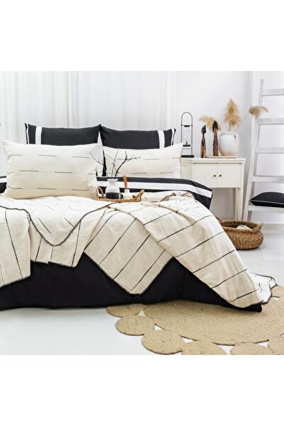 Şaheser Cuvertura muselină 240x260cm + 2 fete de perna, Steva Negru