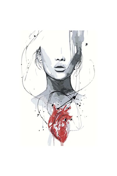 Painting by numbers Set pictura pe numere Fata cu inima, panza bumbac pe rama...