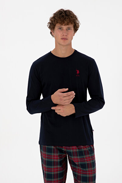 U.S. Polo Assn. Erkek Kırmızı Ekoseli Lacivert Pijama Takımı 50318615-VR033