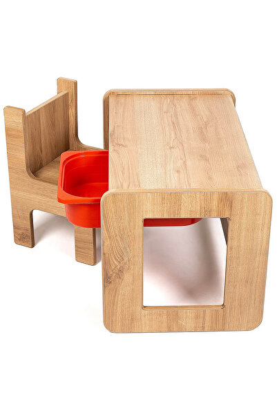 Industrial Living Çocuk Oyun, Aktivite ve Etkinlik Masası, Ceviz-Kırmızı, 18m...