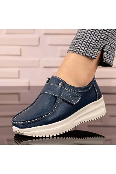 Modlet.ro Pantofi sport damă albaștri cu platformă, din piele MOD03868