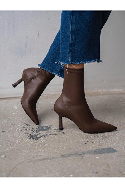 ECENİN BUTİĞİ Dina Streç Kahve Deri Bot