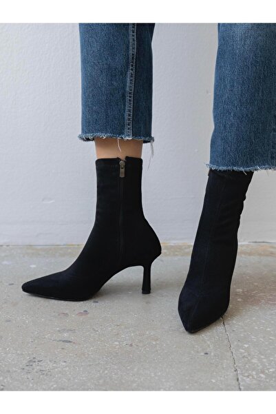 ECENİN BUTİĞİ Dina Streç Siyah Süet Bot
