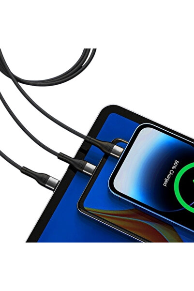 Nettech NT-DC13 İp Örgü 100 Cm USB To Micro + Lightning + Type-C Şarj ve Data Kablosu