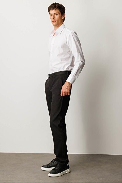 Desen Triko Men's Elastic Waist Side Pocket Cotton Trousers Black