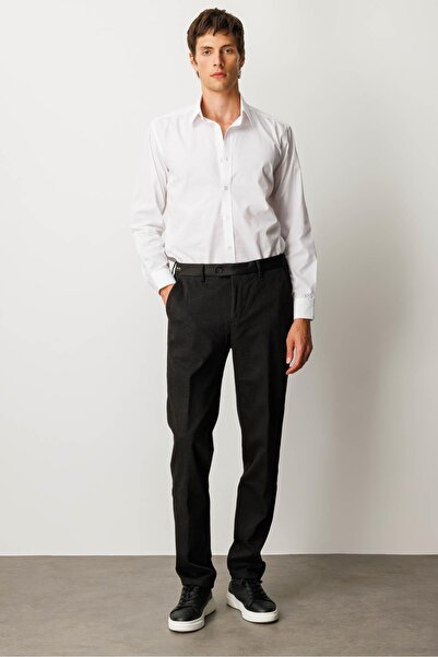 Desen Triko Men's Elastic Waist Side Pocket Cotton Trousers Black