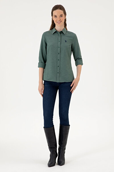 U.S. Polo Assn. Kadın Koyu Yeşil Uzun Kollu Basic Gömlek 50316711-VR079