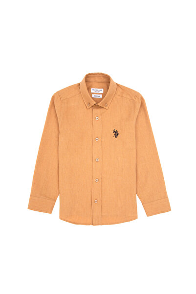 U.S. Polo Assn. Boy's Camel Long Sleeve Basic Shirt 50316769-Vr015
