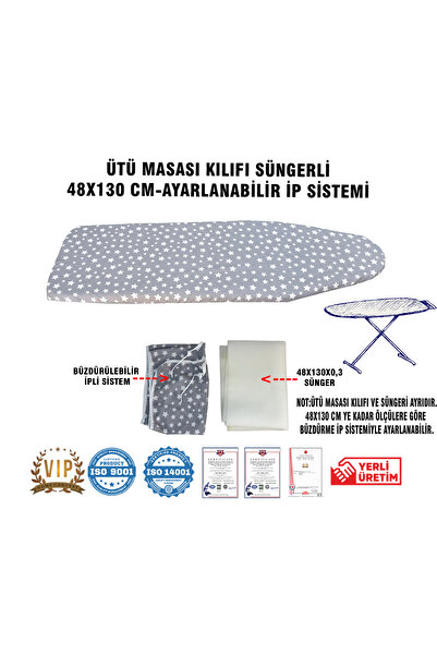 Vip Home Concept Ütü Masası Kılıfı Vip 48x130 Cm-Süngerli Ütü Bezi Ütü Masası...