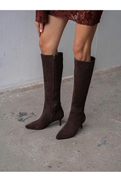 ECENİN BUTİĞİ Zanka Kahve Süet Hakiki Deri Çizme