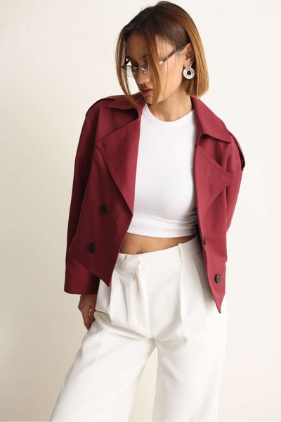 Swass Carla Kısa Trençkot Bordo