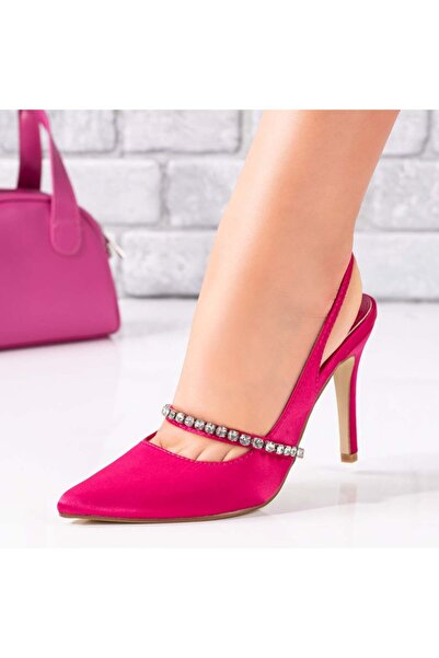 Modlet.ro Tocuri stiletto roz din satin pentru femei cu strasuri MOD09106