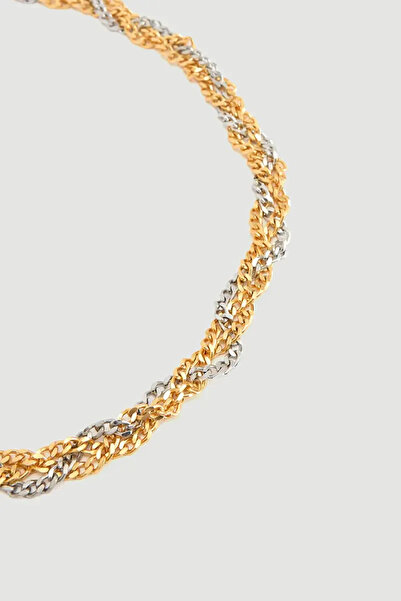 Gusto Çift Renkli Örgü Kolye - Gold