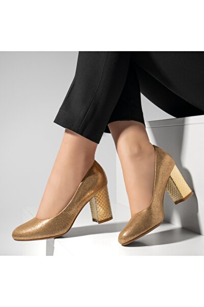 Modlet.ro Pantofi cu toc auriu închis pentru femei MOD02830