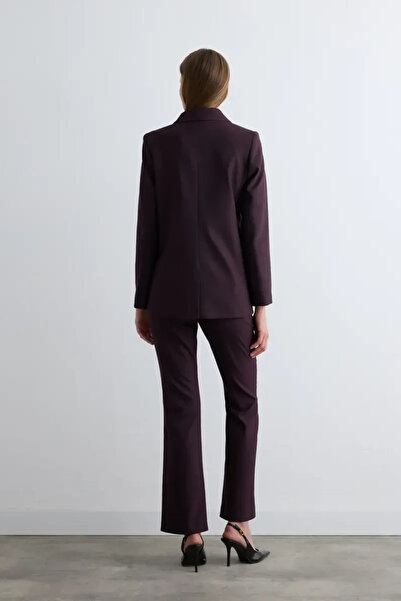 Gusto Rahat Kesim Çizgili Blazer Ceket - Mürdüm