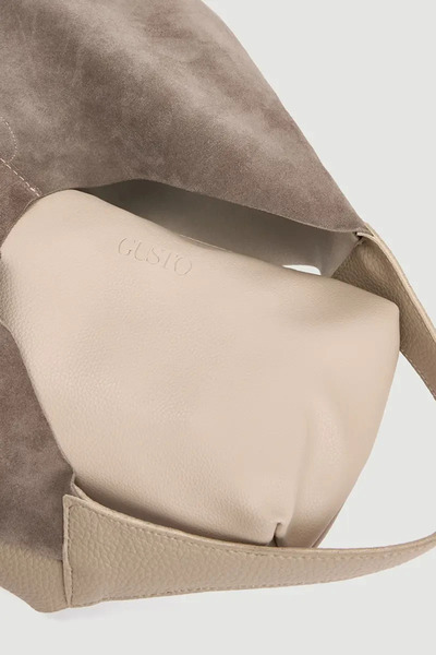 Gusto Shopping Bag with Puppies - Mink