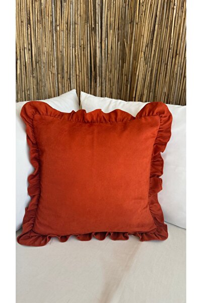 Decamor home Vintage Ruffled Dark Tile Throw Pillow Cover 1 Piece