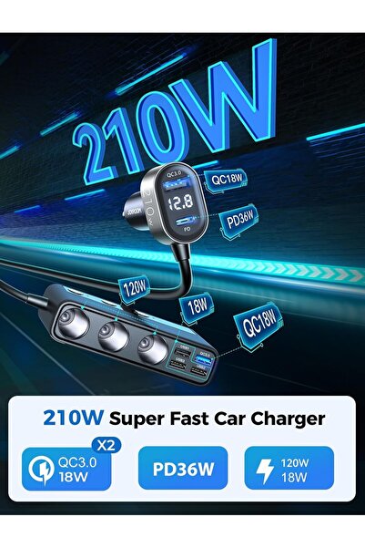 Joyroom 9-in-1 154W Car Charger Adapter (PD & QC3.0, 12V/24V, Independent Switches)