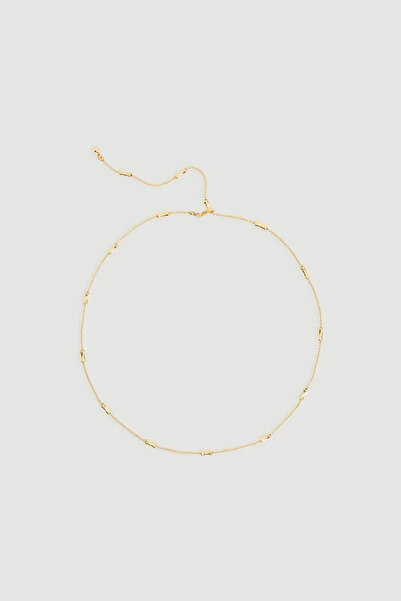 Gusto Top Figured Long Necklace - Gold