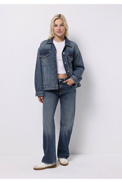 Colin's Oversize Fit Düğmeli Astarsız Kadın Mavi Ceket
