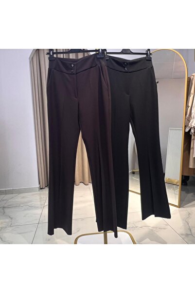 Yusuf Özdemir Kadın Krep İspanyol Siyah Pantolon