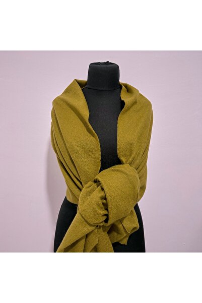velve Serene Luxe long scarf, with lurex and cashmere, Olive green, 200x70 cm