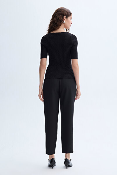 Mudo Open Collar Buttoned Short Sleeve Knitwear Sweater