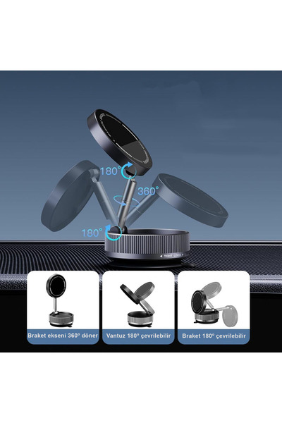 Nettech NT-CHC34 360° Dönebilen Vakumlu Çok Amaçlı Manyetik Araç Telefonu Tutucu