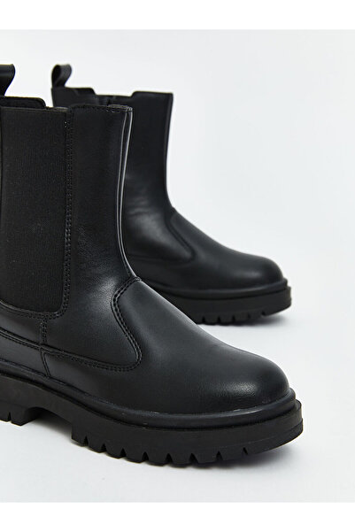 LC Waikiki LCW STEPS Siyah Deri Görünümlü Kız Çocuk Bot