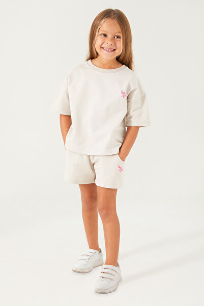 U.S. Polo Assn. Kız Çocuk Kahverengi Şort Takım